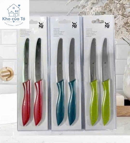 Set 2 dao răng cưa WMF, bộ 2 dao gọt WMF dao răng cưa bổ hoa quả, cắt bánh mì, thái lát sắc ngọt hàng chính hãng.